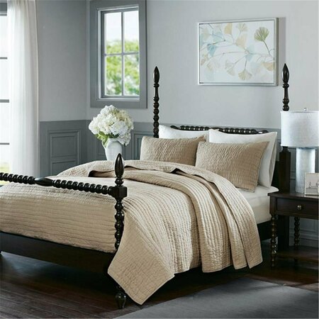 MADISON PARK SIGNATURE Madison Park Serene Cotton Coverlet Set, Linen, Full and Queen MPS13-270